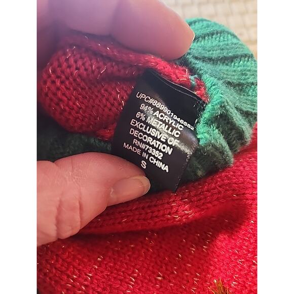 Kohl's Ugly Christmas Sweater 33 Degrees sz S Red & Green Bells Pom Poms - Picture 8 of 9